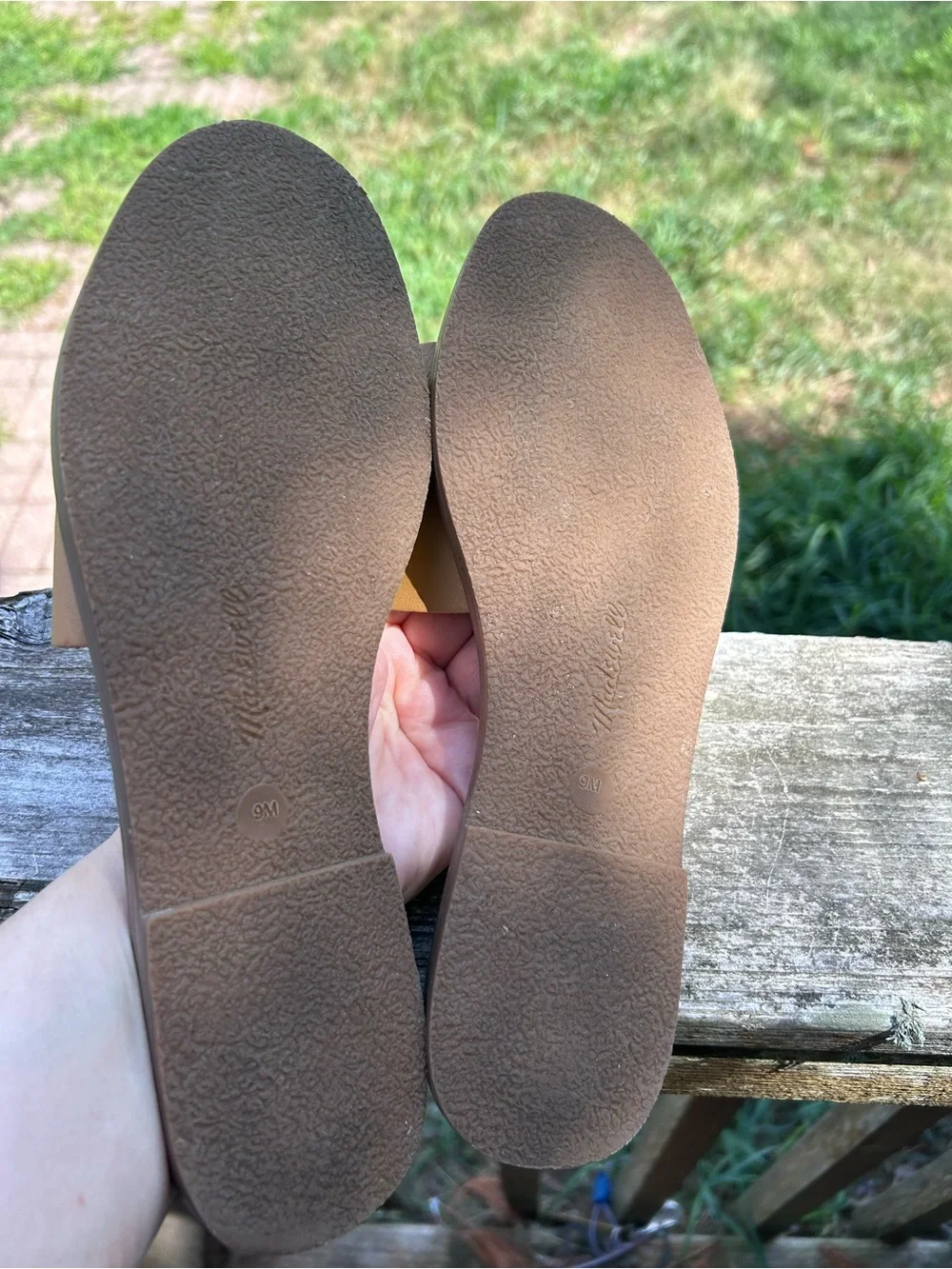 Madewell Boardwalk Post Slide Leather Sandals Tan Women’s Size 9